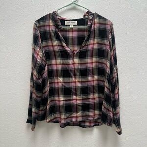 Anthropologie Cloth & Stone Plaid Flannel  Blouse Size M